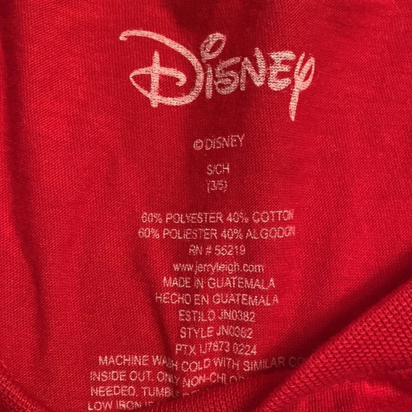 Disney Mickey and Minnie holding hands red white long pajama night shirt size s - Picture 2 of 5